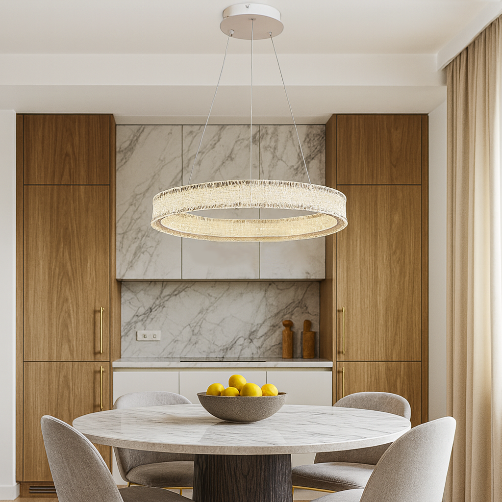 Люстра біла підвісна кільцева D-60 cm Led 35W White Simple Ice 251235-100006814