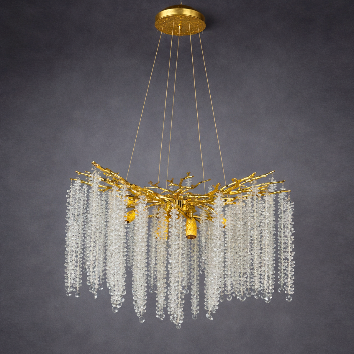 Люстра золота підвісна з плафоном каскадними пелюстками D-60 cm / D-80 cm Gold Bloom 260488-100007791