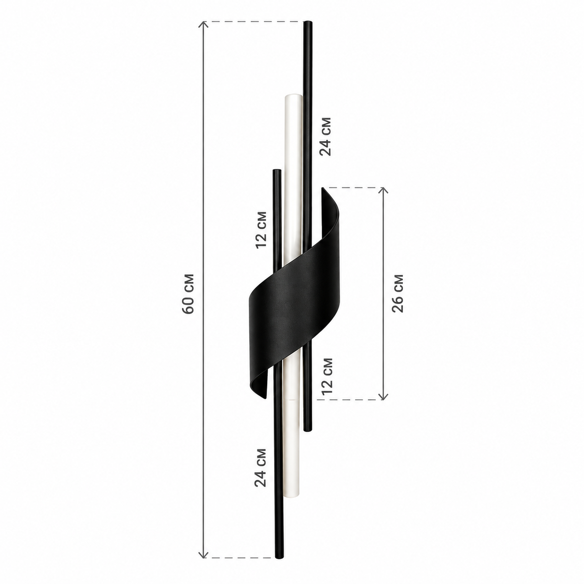 Настінний світильник чорний L-60 cm Led 6W 3000K-6000K Black Curl 261018-100009126