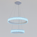 Люстра біла кільцева подвійна з рель'єфним плафоном D-60+40 cm Led 55W White Simple Ice 251235-100006815