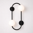 Настінний світильник чорний з двома білими плафонами H-45 cm G9x2 Black+White Double Balls 260319-100007697