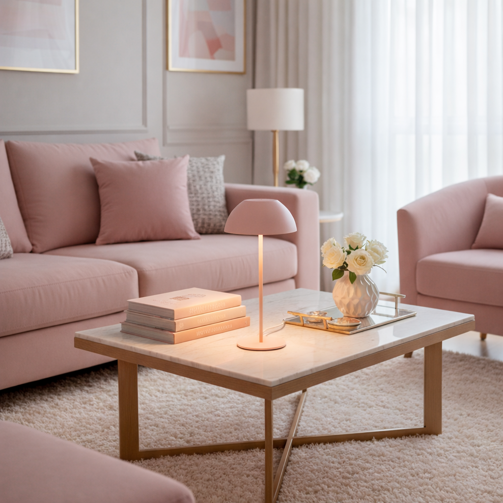 Лампа настільна рожева з купольним плафоном H-28 cm Led 1,8W Pink Dome Lamp 260240-100007502