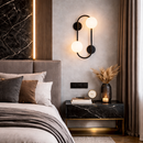 Настінний світильник чорний з двома білими плафонами H-45 cm G9x2 Black+White Double Balls 260319-100007697