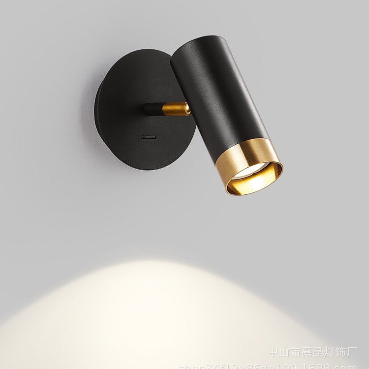 Настінний світильник з вимикачем на корпусі Spoon D-8 cm GU10 Black + Gold 240619-100003373