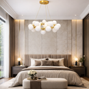 Люстра підвісна золота з білими плафонами D-70 cm G9x25 Gold + White Bubbles 260135-100007286