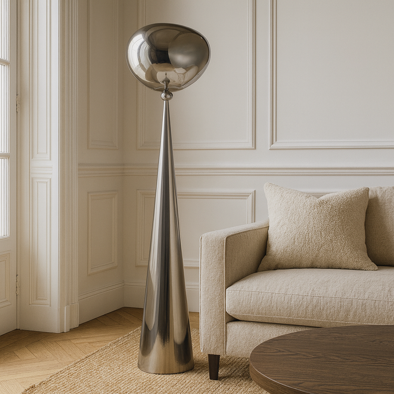 Торшер хромований з плафоном органічної форми H-155 cm E27 Chrome Melt plazma floor lamp 250931-100006058