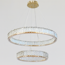 Люстра золота подвійна кільцева з кришталевим плафоном з візерунком 60+40 cm / 80+50 cm Gold Double Crystal Lattice Nice 251235-100006781