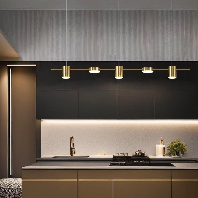 Люстра видовжена золота L-125 cm Led 40W 3000K-60000K Gold Ray Boshi 260622-100008135