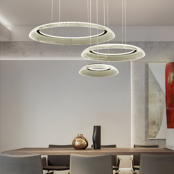 Підвісна люстра Circle Rings H-150 cm 169W Black + Clear 250435-100004311