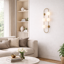 Настінний світильник золотий з чотирма білими плафонами H-70 cm G9x4 Gold+White Four Balls 260319-100007698