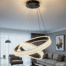 Люстра чорна кільцева подвійна з рель'єфним плафоном D-60+40 cm Led 55W Black Simple Ice 251235-100006816
