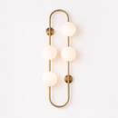 Настінний світильник золотий з чотирма білими плафонами H-70 cm G9x4 Gold+White Four Balls 260319-100007698