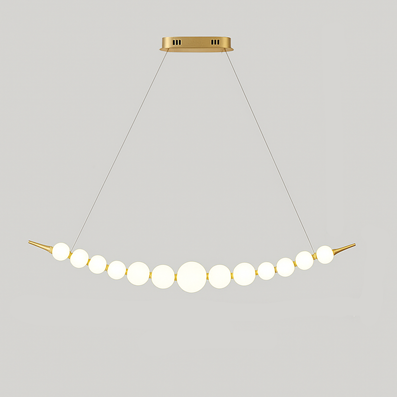 Люстра золота підвісна з круглими плафонами L-110 cm Led 24W White Pearl Arc 251118-100006509