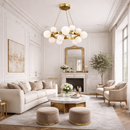 Люстра підвісна золота з білими плафонами D-92 cm G9x18 Gold + White Bubbles 260135-100007317