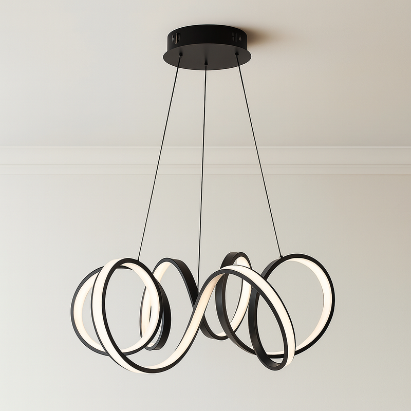 Люстра чорна підвісна D-50 cm / 70 cm Led 42W / 62W Curly ring titanium black 251018-100006284
