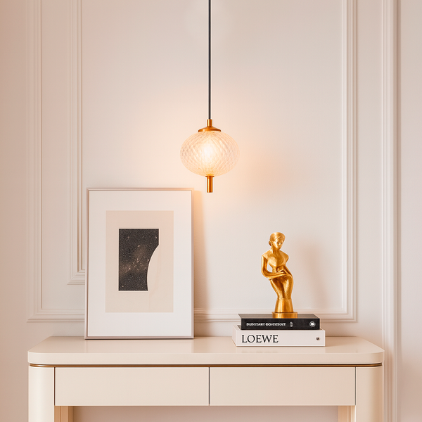 Підвісний світильник золотий з бежевим прозорим плафоном W-15 cm Led 5W Beige clear Colours 250931-100006119