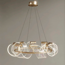 Люстра підвісна золота з акриловим фігурним плафоном D-60 cm / D-80 cm Led 18W / 30W Gold Curly Aurora 260735-100008416