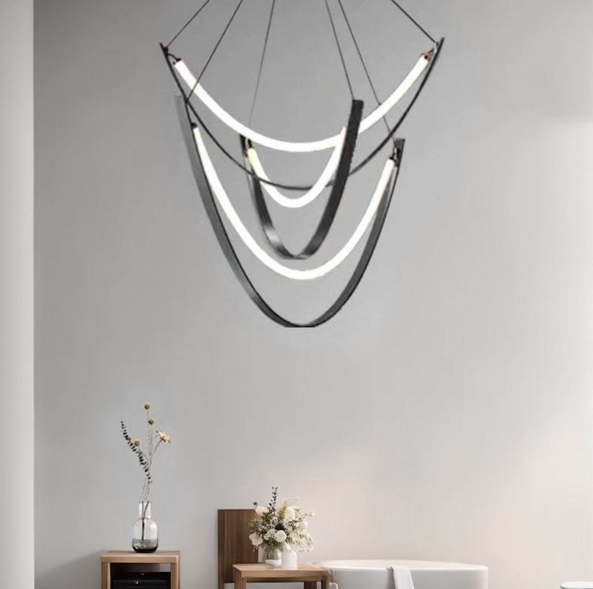 Підвісний світильник L-40 cm +60 cm +80 cm Led 55W 4000K Black + White Still line 241122-100003941