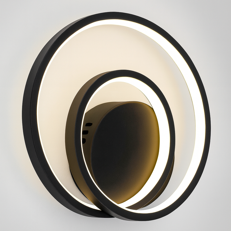 Настінний світильник чорний D-25 cm Led 15W Black Twin Circle 251040-100006402