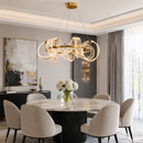 Люстра підвісна золота з акриловим фігурним плафоном D-60 cm / D-80 cm Led 18W / 30W Gold Curly Aurora 260735-100008416