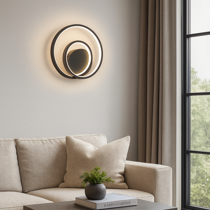 Настінний світильник чорний D-25 cm Led 15W Black Twin Circle 251040-100006402