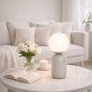 Лампа настільна біла з білим матовим плафоном H-35 cm E14 White Matte Bulb 260209-100007484