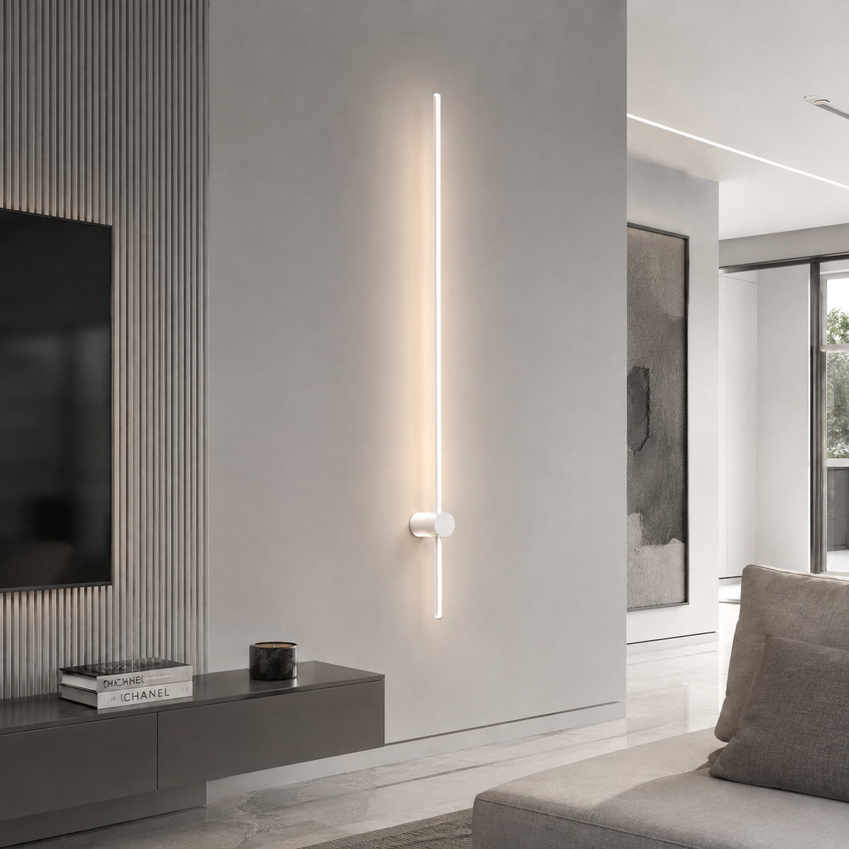 Настінний білий світильник H-60 cm / 90 cm / 125 cm Led 7W / 9W / 12W 4000К White Pipe Line 260836-100008724