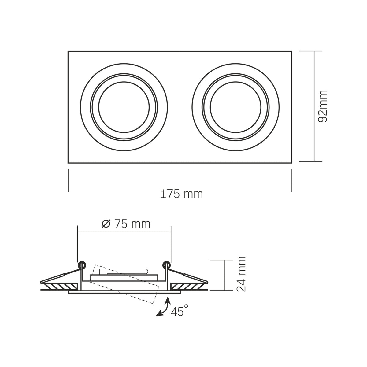 Точковий врізний світильник GU10х2 60W White 250654-100005203