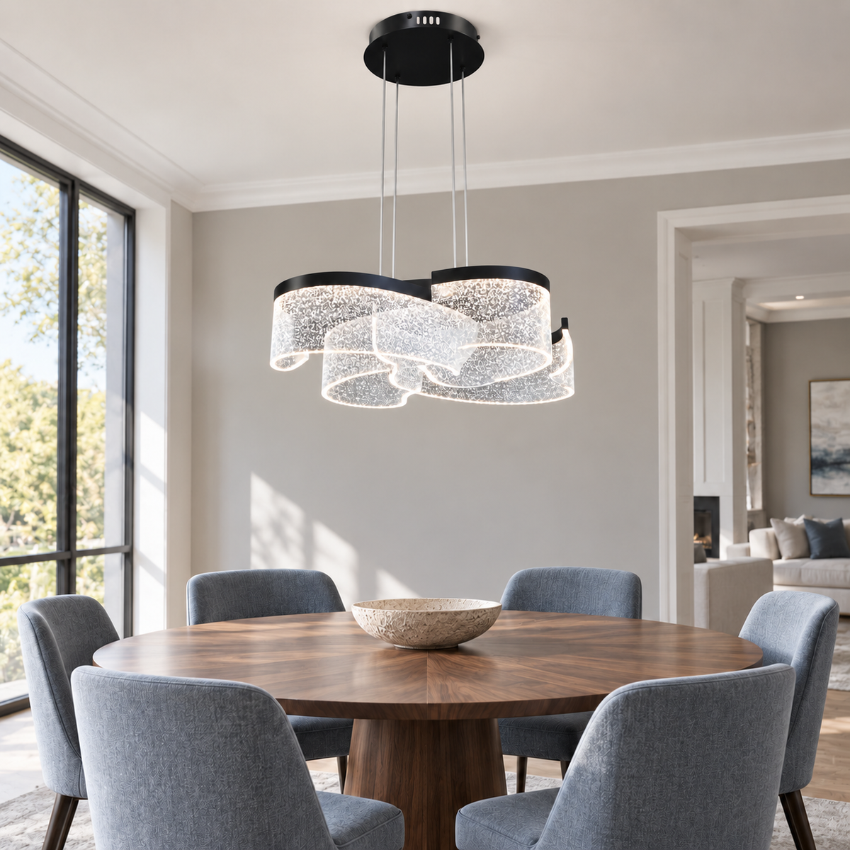 Підвісна люстра чорна D-52 cm Led 43W 3000K-6000K Black Aurora 261035-100009057