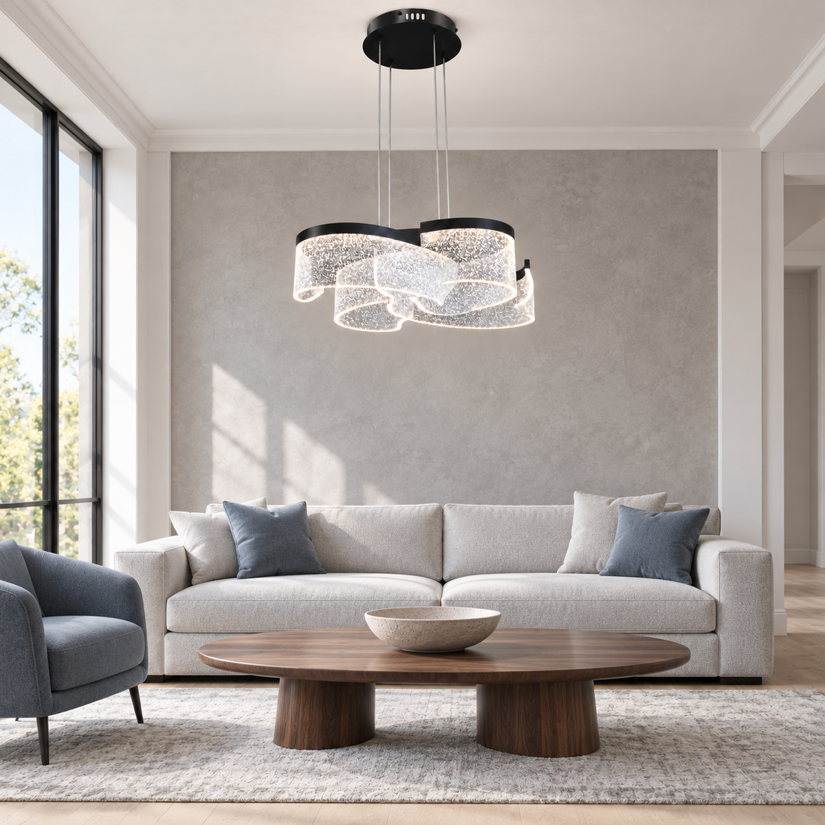 Підвісна люстра чорна D-52 cm Led 43W 3000K-6000K Black Aurora 261035-100009057