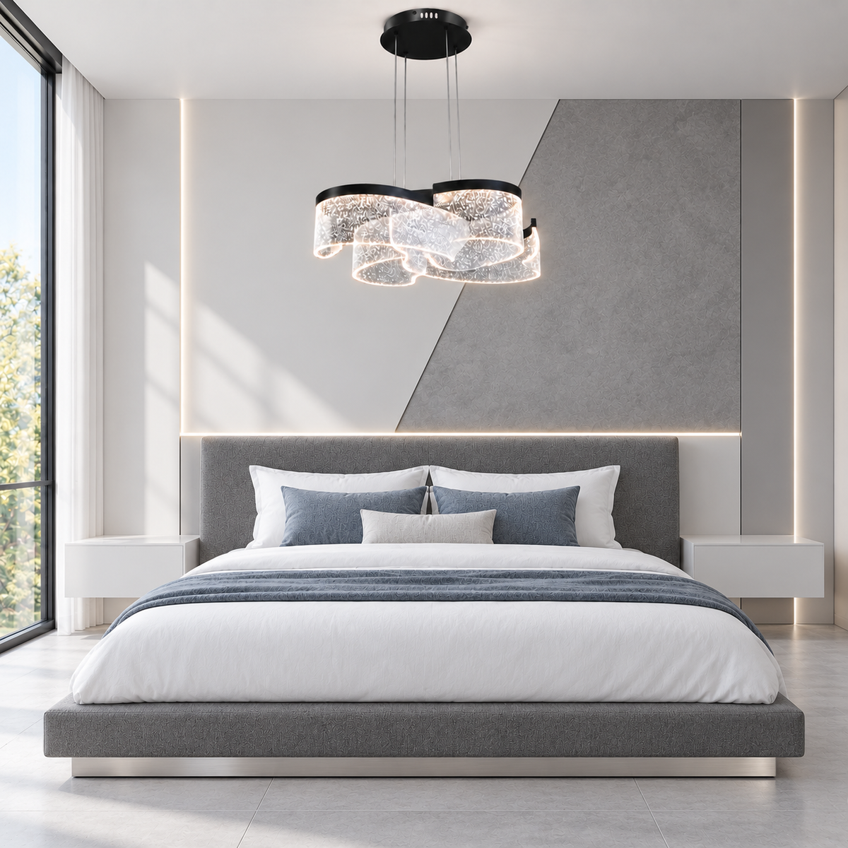 Підвісна люстра чорна D-52 cm Led 43W 3000K-6000K Black Aurora 261035-100009057
