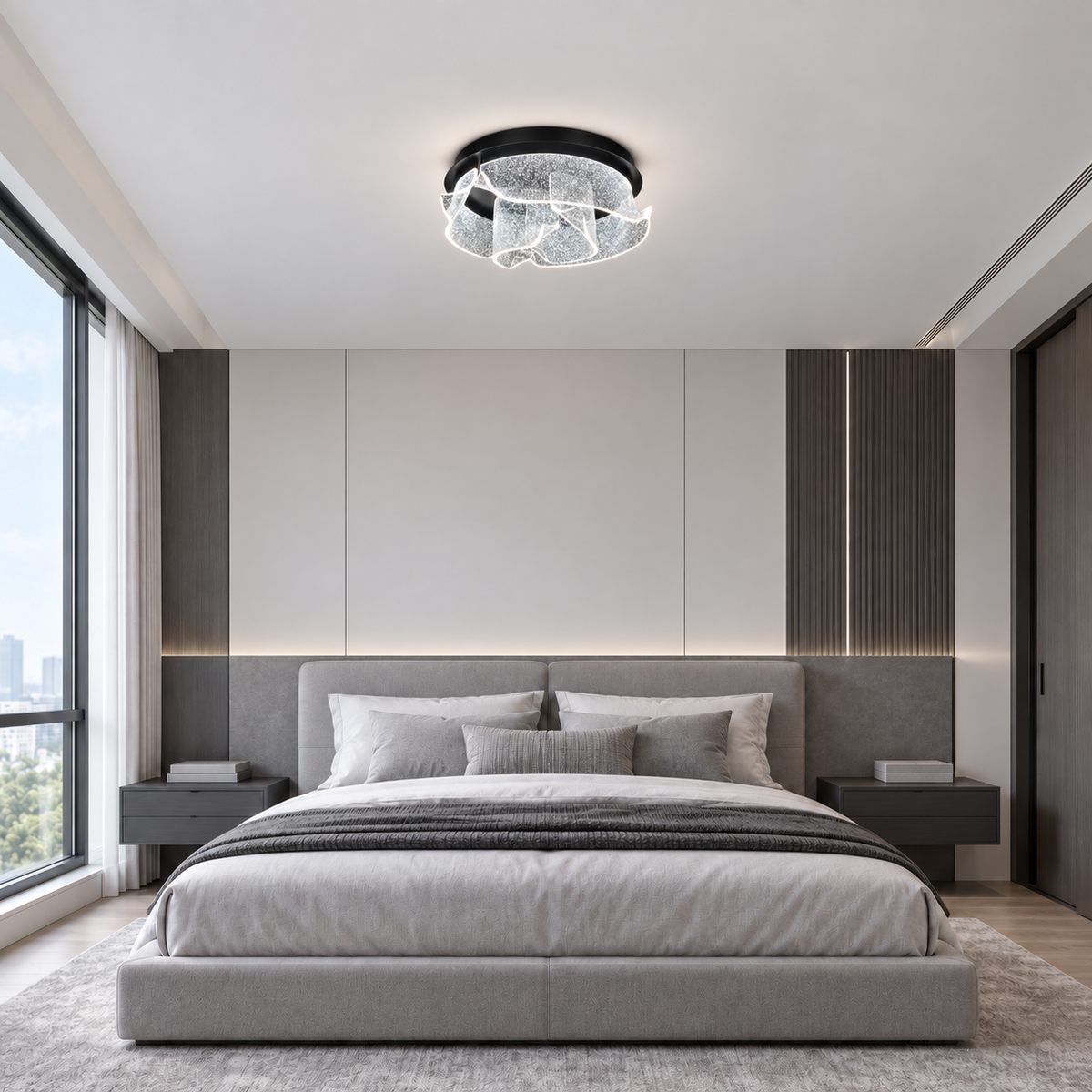 Стельові люстри чорні D-44 cm / D-55 cm Led 3000K-6000K Black Aurora 261035-100009059