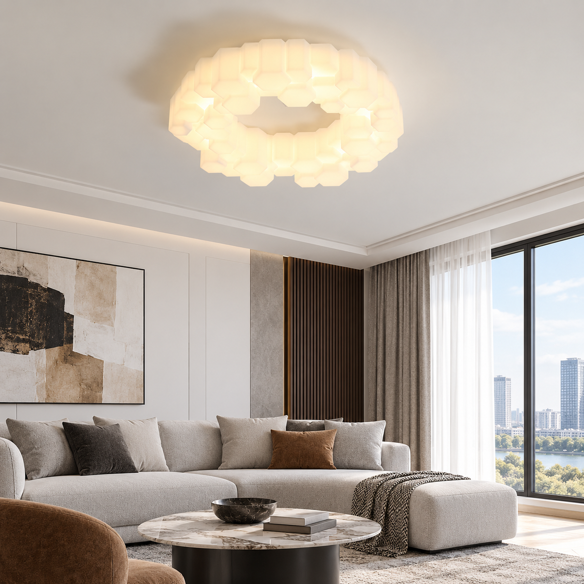 Стельові люстри білі D-50 cm / D-70 cm Led 3000K-6000K White Cloud 260918-100008829