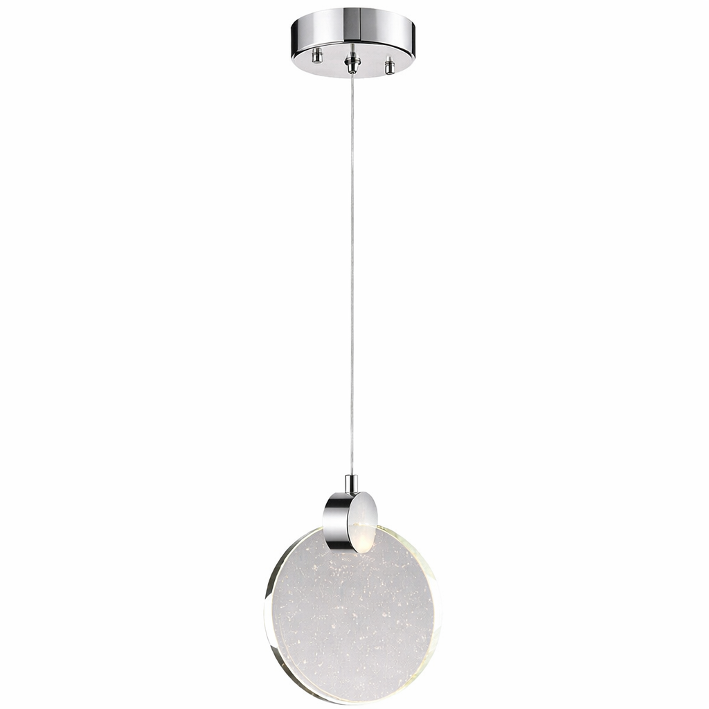 Підвіс срібний з прозорим кришталевим плафоном Led 5W 3000K Coin Chrome 260322-100007653