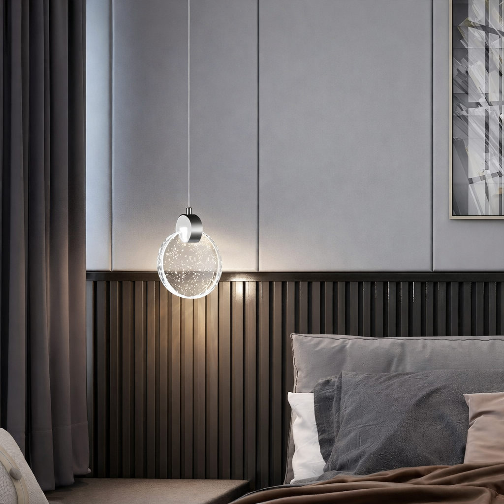 Підвіс срібний з прозорим кришталевим плафоном Led 5W 3000K Coin Chrome 260322-100007653