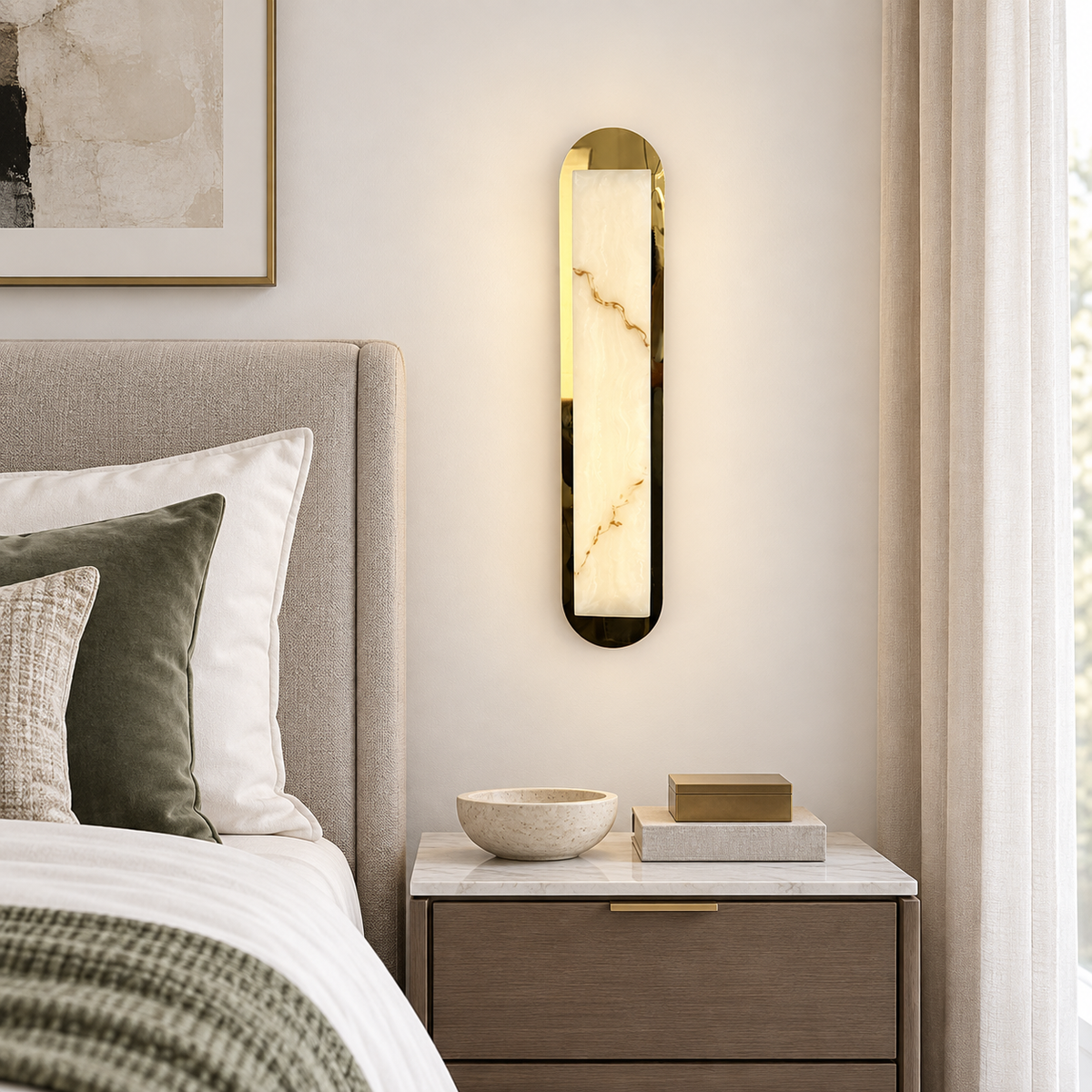 Настінний світильник L-60 cm Led 14W 4000K Gold+White Marble Imitation 260918-100008844