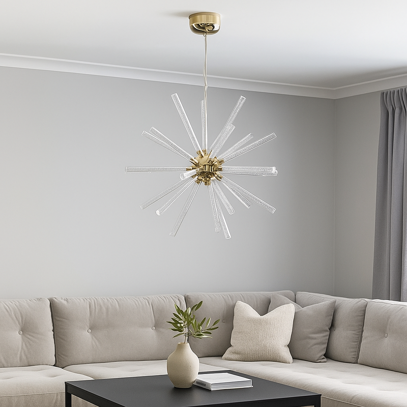 Люстра золота підвісна Кульбаба D-54cm 20W 4000К Gold Dandelion 250635-100005176