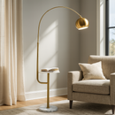 Торшер золотий зі столиком з каменю H-178 cm E27 Gold+White Rod 251265-100006858