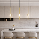 Підвіс золотий зі скляною прозорою кулею Led 10W D-8 cm одинарний Vertical tubes Gold Crystal 250458-100004447