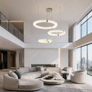 Підвісна люстра срібна D-80+60+50 cm Led 80W Chrome Premium Crystal Circles 260817-100008601