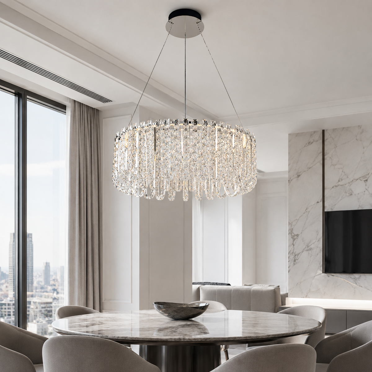 Підвісна люстра срібна L-80 cm Led 100W Chrome Loop 260817-100008603
