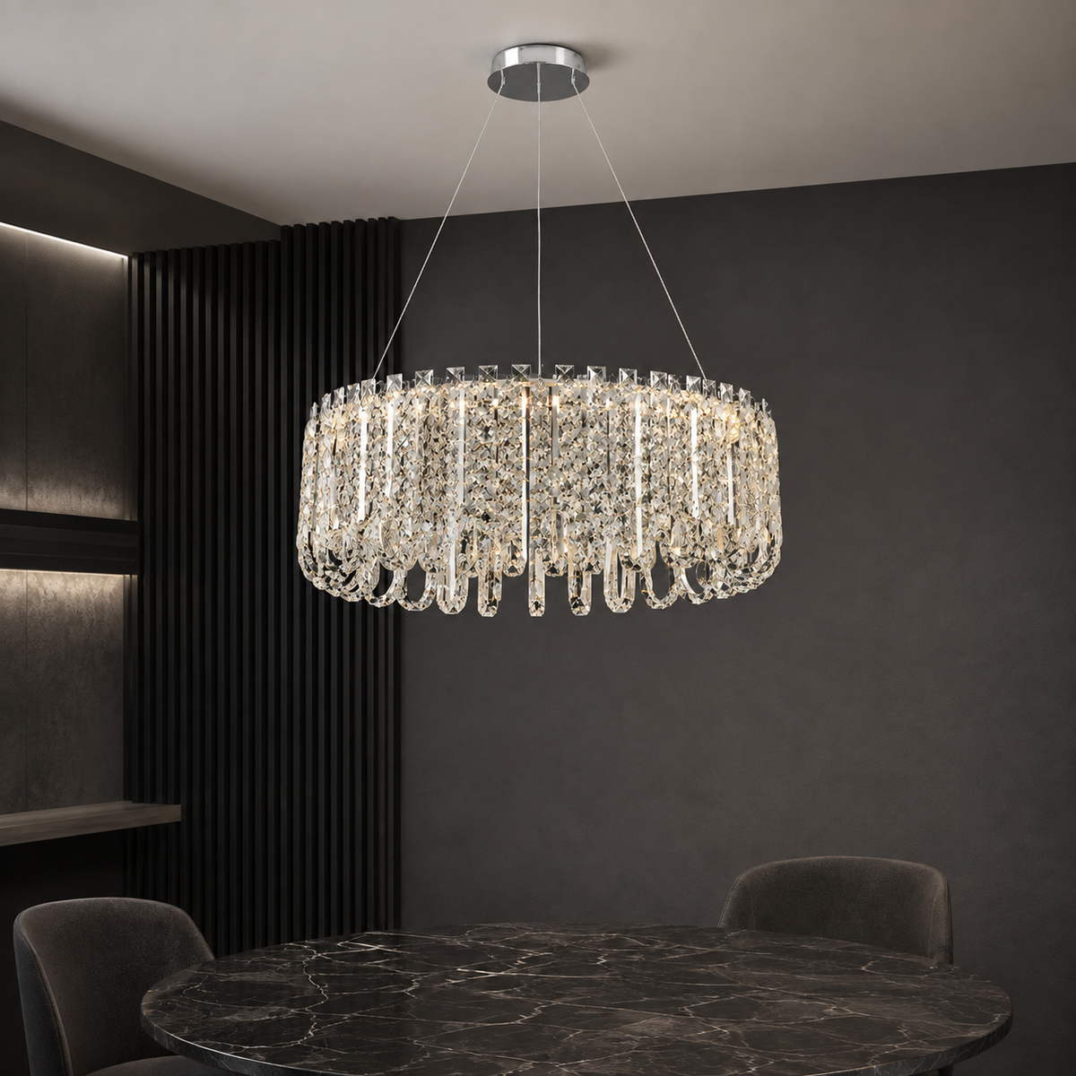 Підвісна люстра срібна L-80 cm Led 100W Chrome Loop 260817-100008603