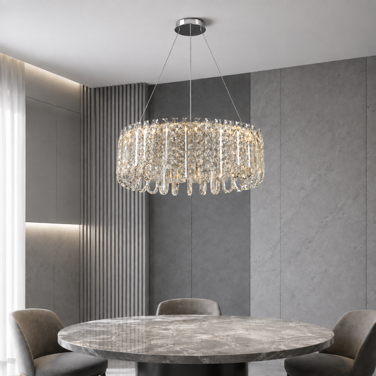 Підвісна люстра срібна L-80 cm Led 100W Chrome Loop 260817-100008603