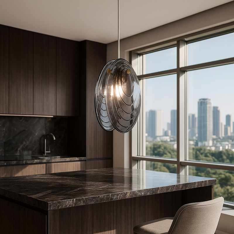 Підвісний світильник мушля димчастий H-20 cm G9 Smoke Shell 251122-100006598