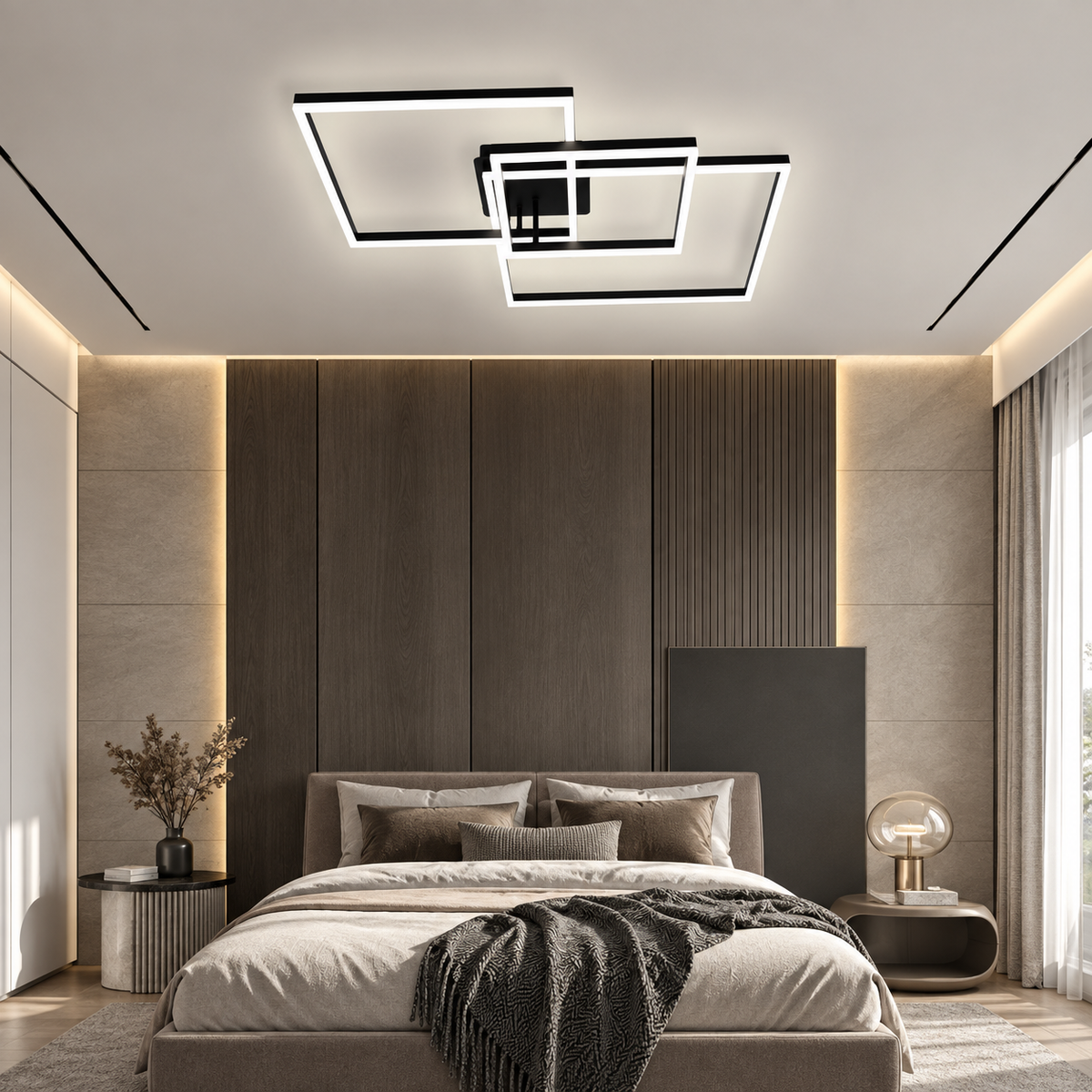 Стельова люстра з пультом L-75 cm Led 120W 300К-6000К Black Square 260975-100008853