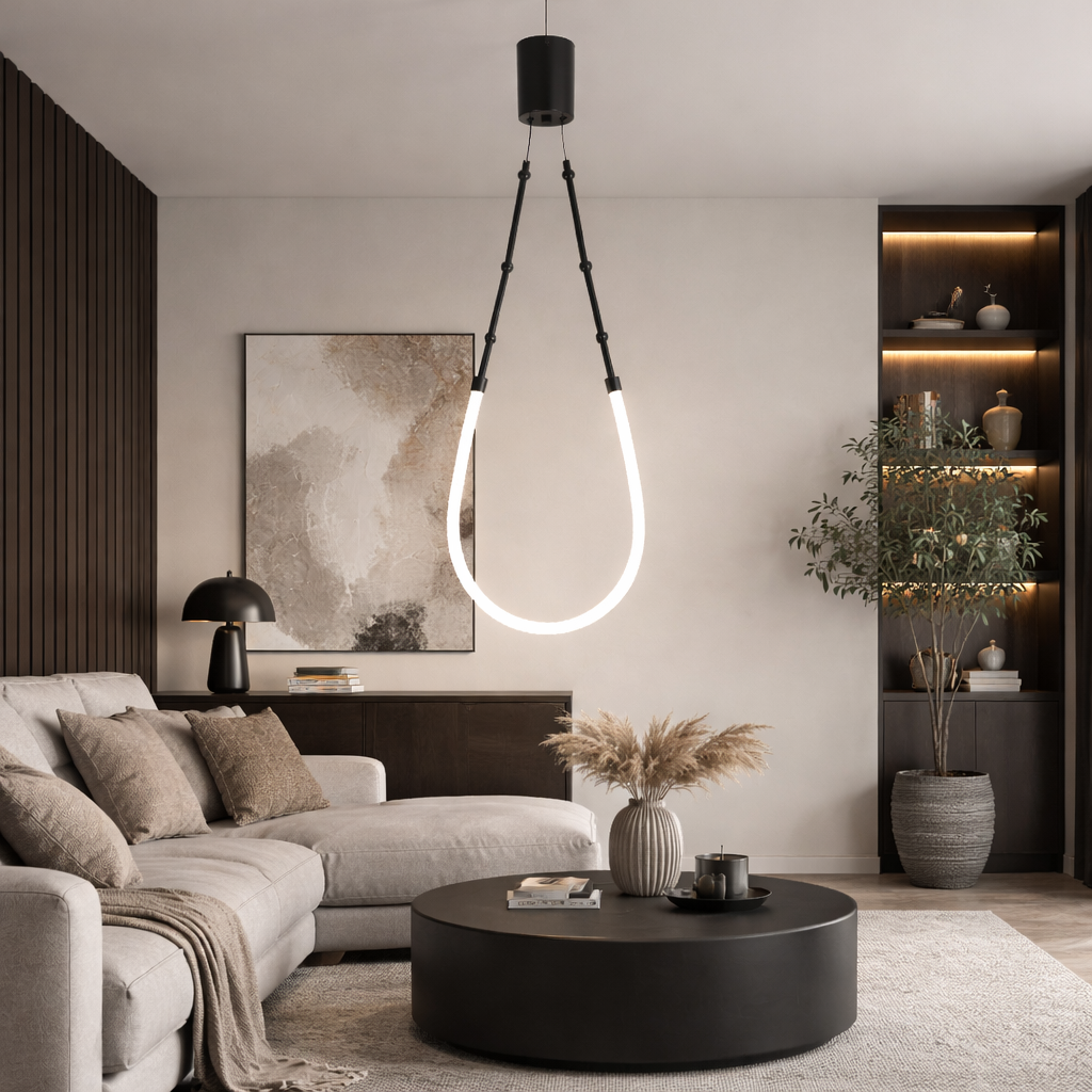 Підвісна люстра чорний L-100 cm Led 13W 4000K Black Kafie 260131-100007095