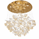 Люстра стельова з золотою основою та каскадом скляних підвісів Gold Premium Crystal Cascade 251217-100006856