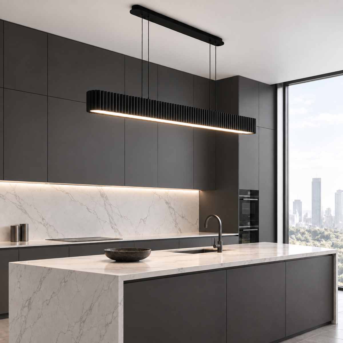 Підвісні люстри чорні L-90 cm / L-120 cm Led 3000K-6000K Black Relief 260918-100008856