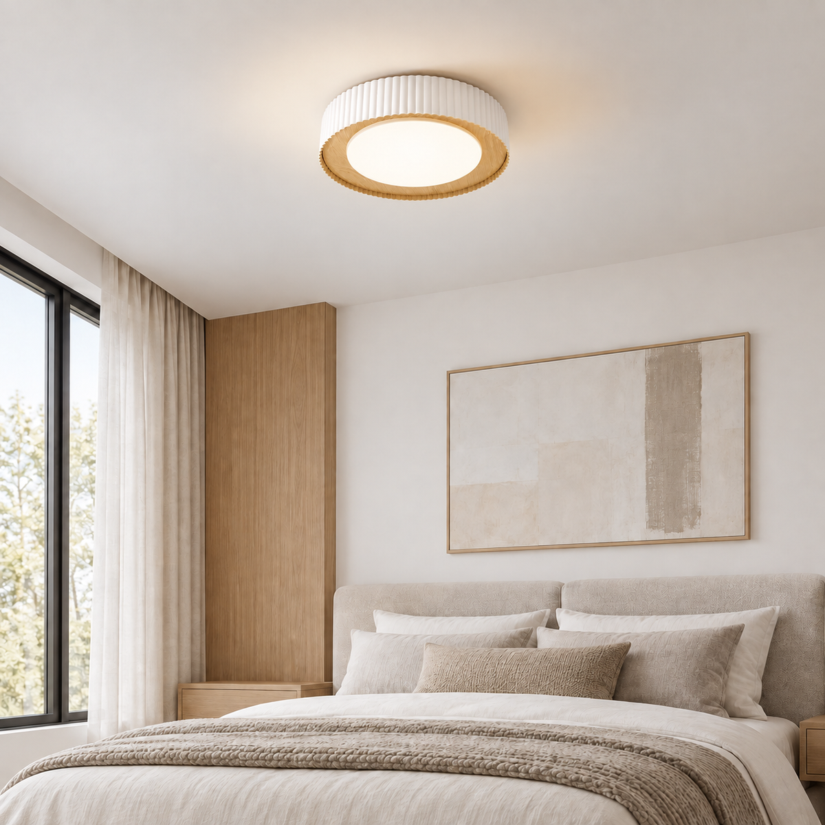 Стельова люстра біла D-48 cm Led 62W 3000K-6000K White Circle Relief 260918-100008857