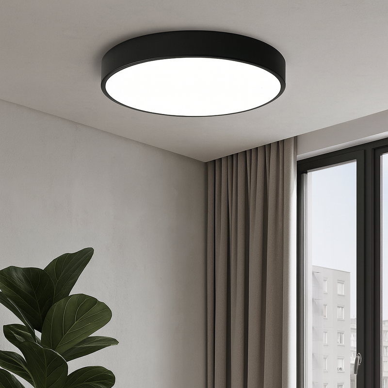 Стельовий світильник чорний з пультом D-30/40/50 cm Led + RGB Black Circle 251048-100006297